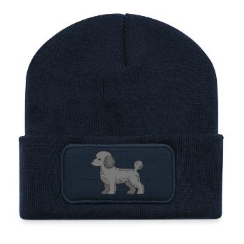 Poodle Silhouette Grey - Recycled Patch Beanie - french navy - Front