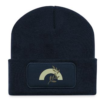 Olive bow and minimalist branch - Recycled Patch Beanie - french navy - Front