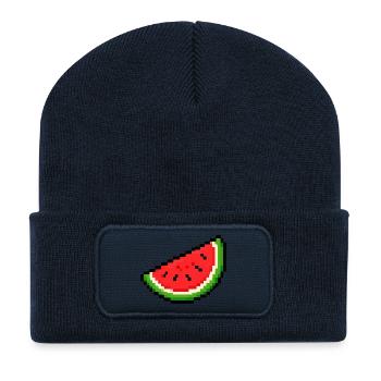 Pixel-Wassermelone Slice - Recycelte Patch Beanie - French Navy - Vorne