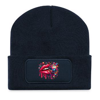 Disco 80er Retro Vintage - Recycelte Patch Beanie - French Navy - Vorne