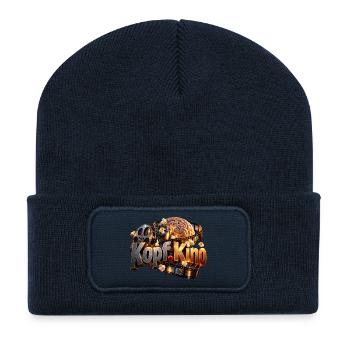 Kopf Kino Filmhirn Popcorn - Recycelte Patch Beanie - French Navy - Vorne