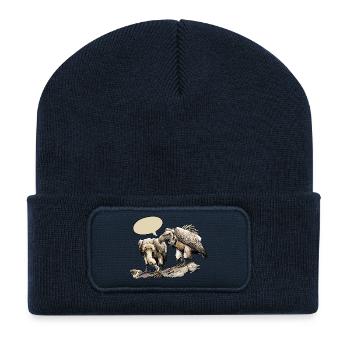 Zwei Geier auf Steinigem Grund - Recycelte Patch Beanie - French Navy - Vorne