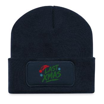 Last Xmas Brush Logo - Recycelte Patch Beanie - French Navy - Vorne