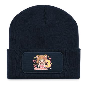 Cute Wild & 3 Leopard Girl Theme - Recycelte Patch Beanie - French Navy - Vorne