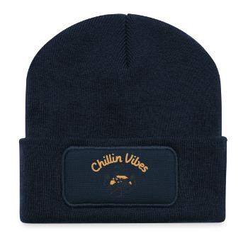 Chillin Vibes Flamingo Sunset - Recycelte Patch Beanie - French Navy - Vorne