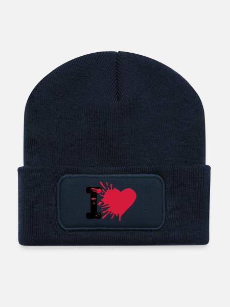 i love - Beanie recyclé à patch - bleu marine