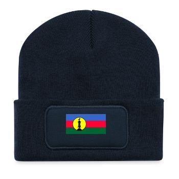 Drapeau indépendantiste Kanak - Beanie recyclé à patch - bleu marine - Devant