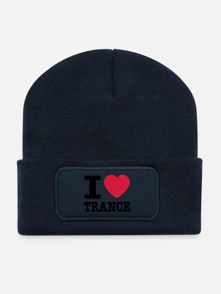 I love trance / I heart trance - Recycled Patch Beanie - french navy