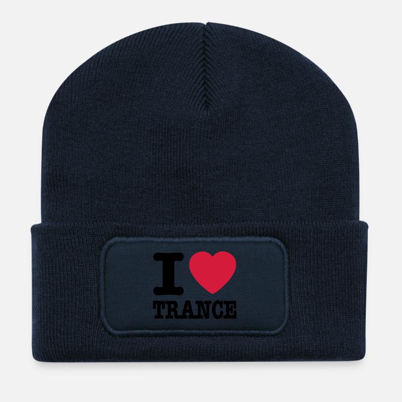 I love trance / I heart trance - Recycled Patch Beanie - french navy