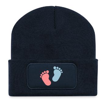 pieds d'enfant trop mignons - Beanie recyclé à patch - bleu marine - Devant