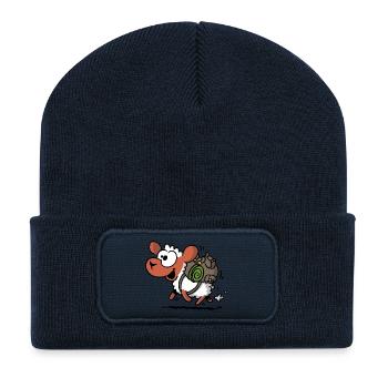 Schaf mit Rucksack - Recycelte Patch Beanie - French Navy - Vorne