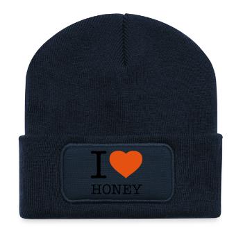 J’AIME LE MIEL Honig - Beanie recyclé à patch - bleu marine - Devant