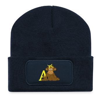 Affe mit A - Recycelte Patch Beanie - French Navy - Vorne