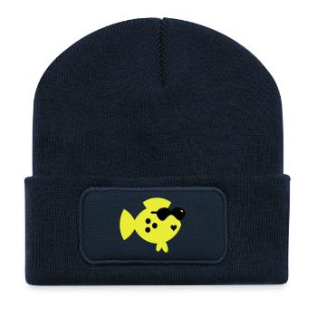 Blindfisch / blind fish (2c) - Recycelte Patch Beanie - French Navy - Vorne