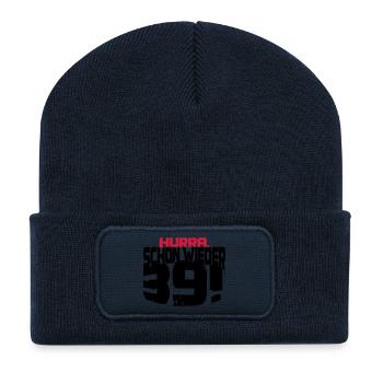 Schon wieder 39. 40. Geburtstag - Recycelte Patch Beanie - French Navy - Vorne