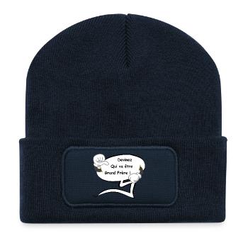 Grand Frère - Beanie recyclé à patch - bleu marine - Devant