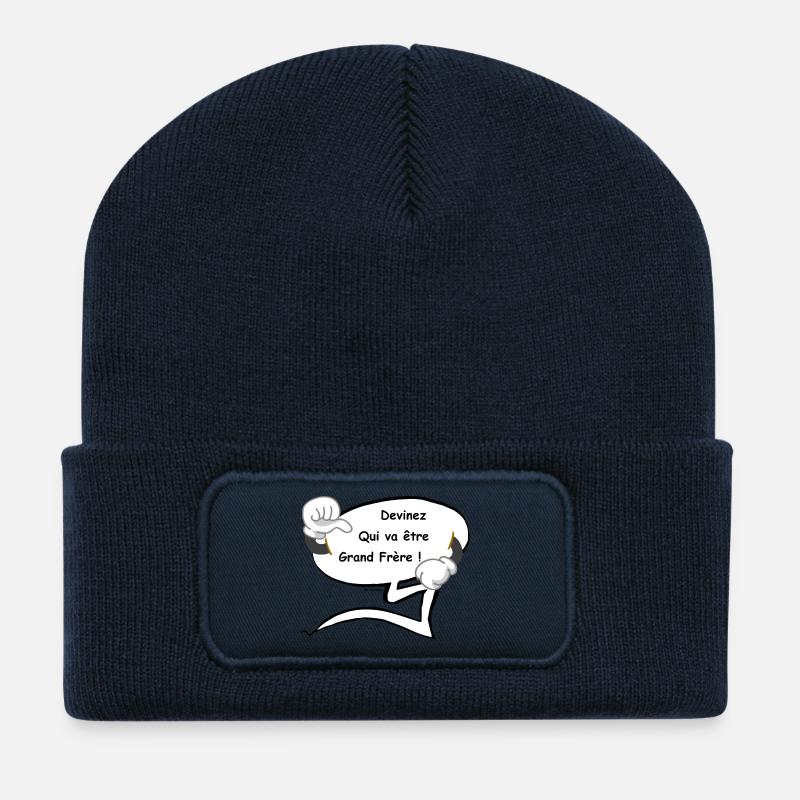 Grand Frère - Beanie recyclé à patch - bleu marine