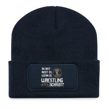 Wrestling schauen - Recycelte Patch Beanie - French Navy - Vorne
