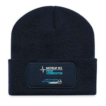 Notruf 112 Sanitäter - Recycelte Patch Beanie - French Navy - Vorne