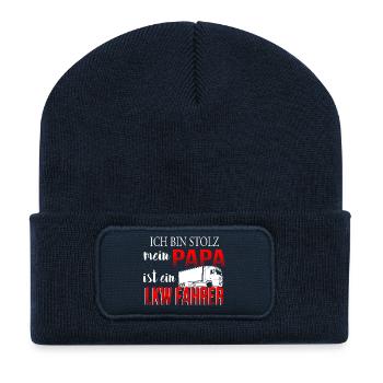 LKW - Ich bin stolz. Mein Papa ist LKW - T-Shirt - Recycelte Patch Beanie - French Navy - Vorne