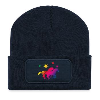 Arc-en-Cheval - Beanie recyclé à patch - bleu marine - Devant