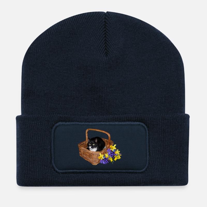 flowers lilies tulips orchids sunflower dahlia ger - Recycelte Patch Beanie - French Navy