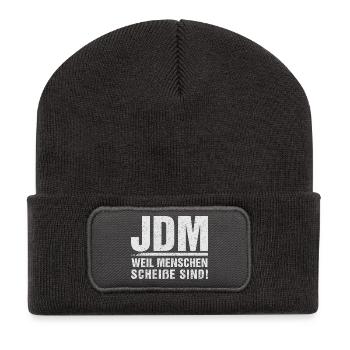 JDM Menschen scheiße - Recycelte Patch Beanie - Dunkelgrau - Vorne