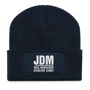 JDM Menschen scheiße - Recycelte Patch Beanie - French Navy - Vorne