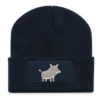 Wildschwein - Recycelte Patch Beanie - French Navy - Vorne
