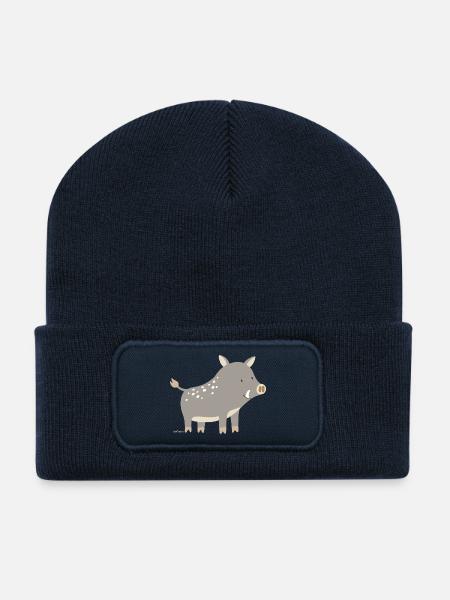 Wildschwein - Recycelte Patch Beanie - French Navy