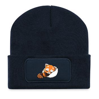 Roter Panda am schlafen - Recycelte Patch Beanie - French Navy - Vorne