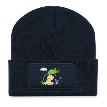 Bärchen im Regen - Recycelte Patch Beanie - French Navy - Vorne