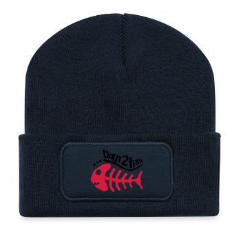 born_2_fish_red_f2 - Recycled Patch Beanie - french navy - Front