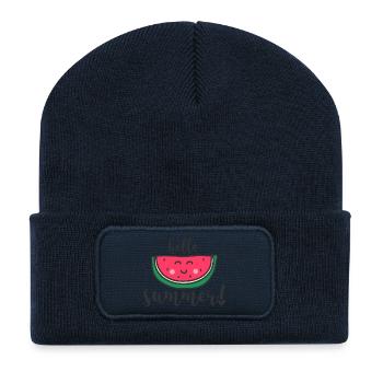 HELLO SUMMER - Recycelte Patch Beanie - French Navy - Vorne