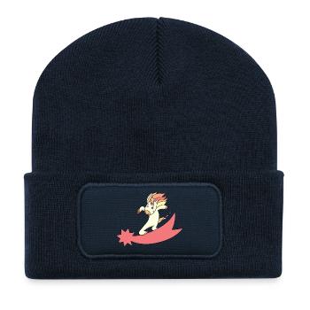 Licorne, étoile filante, surf - Beanie recyclé à patch - bleu marine - Devant