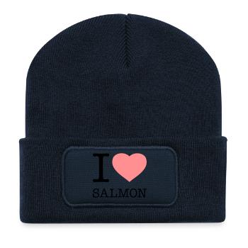 J’AIME LE SAUMON Poisson Saumon - Beanie recyclé à patch - bleu marine - Devant