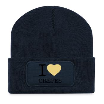 J’ADORE LES CRÊPES Crêpes - Beanie recyclé à patch - bleu marine - Devant