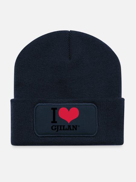 I LOVE GJILAN - Beanie recyclé à patch - bleu marine