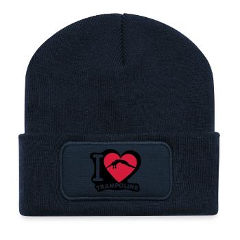 i love trampoline coeur heart 1 - Beanie recyclé à patch - bleu marine - Devant