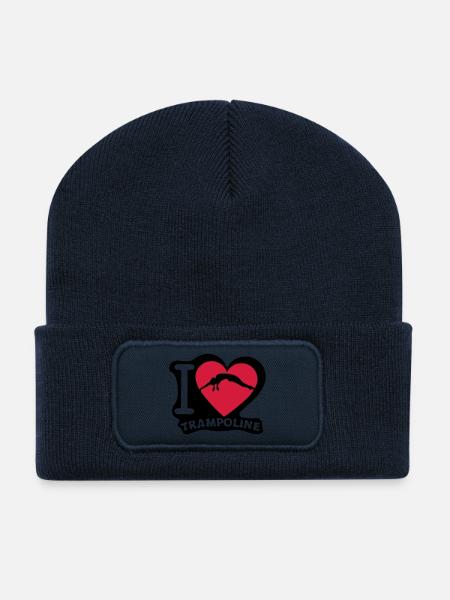 ich liebe Trampolin Herz Herz 1 - Recycelte Patch Beanie - French Navy