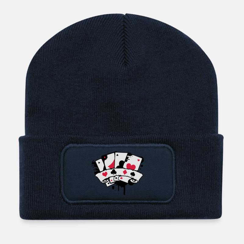 Spielkarten und Banner - Recycelte Patch Beanie - French Navy