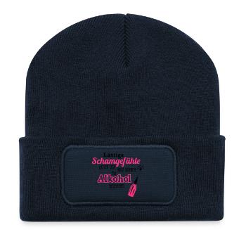 Alkohol - Spruch - Sekt - Prosecco - Party - 2C - Recycelte Patch Beanie - French Navy - Vorne