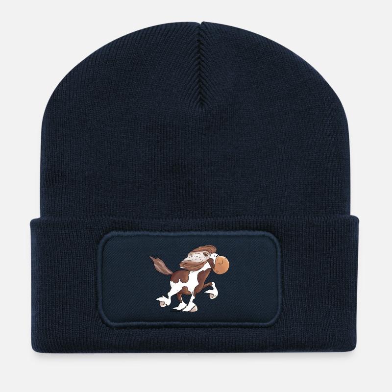 Cheval Islandais – Chevaux Islandais - Beanie recyclé à patch - bleu marine