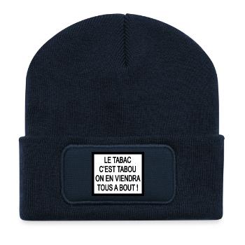 Tabac - Beanie recyclé à patch - bleu marine - Devant