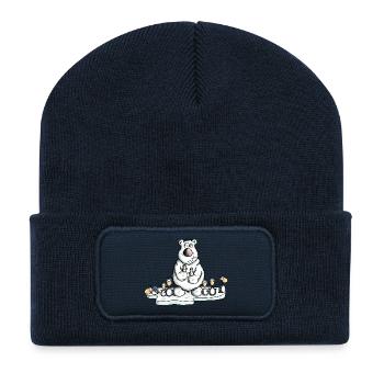 Eisbär mit Pinguinen - Recycelte Patch Beanie - French Navy - Vorne