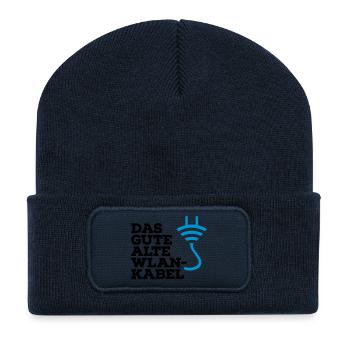 WLAN Kabel Computer Shirt - Recycelte Patch Beanie - French Navy - Vorne