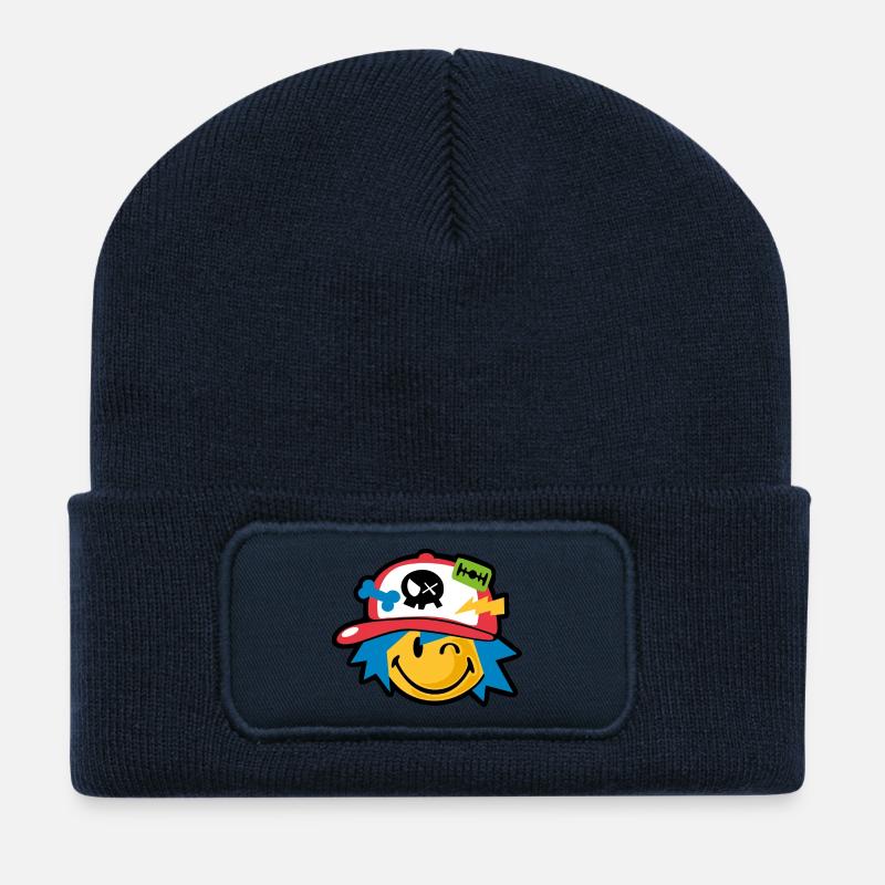 Smiley kawaii boy - Recycelte Patch Beanie - French Navy