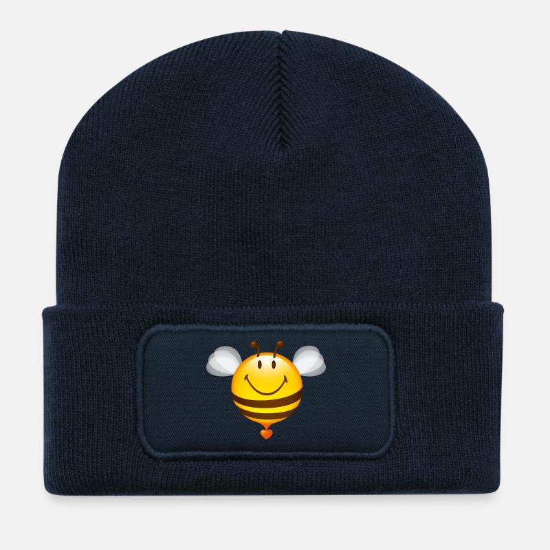 Smiley Bee - Recycelte Patch Beanie - French Navy