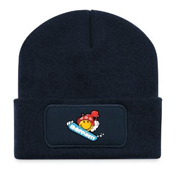 Smiley Snowboarding - Beanie recyclé à patch - bleu marine - Devant