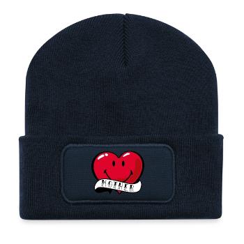 Smiley Mother Heart - Recycelte Patch Beanie - French Navy - Vorne